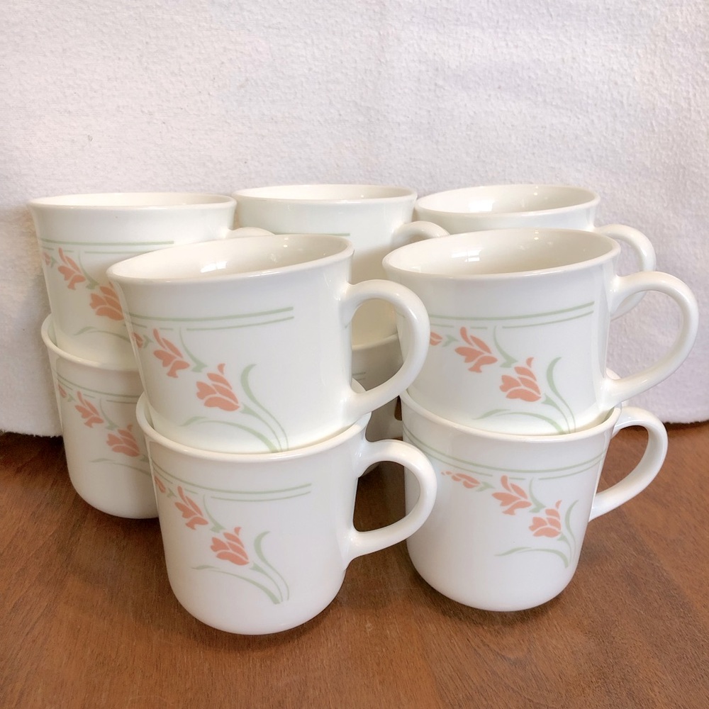 10 Peach Garland Corelle Corning Ware Mugs Cups Retired Discontinued